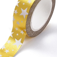 Foil Masking Tapes, DIY Scrapbook Decorative Paper Tapes, Adhesive Tapes, for Craft and Gifts, Star, Gold, 15mm, 10m/roll(DIY-G016-D22)