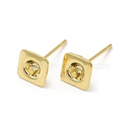 Square 201 Stainless Steel Stud Earring Findings, Earring Settings with 304 Stainless Steel Pins, Real 18K Gold Plated, 6x6mm, Pin: 11x0.8mm, Tray: 3mm(STAS-Q315-05G)