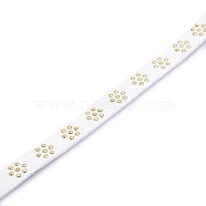 Faux Suede Cord, Faux Suede Lace, with Golden Plum Blossom Aluminum, White, 10x2mm, 20yards/roll(LW-L001-12)