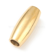 304 Stainless Steel Magnetic Clasps, Barrel, Real 18k Gold Plated, 18x7.5mm, Hole: 3mm(STAS-O148-08C-G)