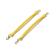 Microfiber Leather Sew on Bag Handles, with Alloy Swivel Clasps & Iron Studs, Bag Strap Replacement Accessories, Yellow, 36.1x2.55x1.25cm(FIND-D027-14D)