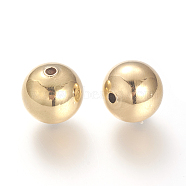 Brass Beads, Nickel Free, Real Gold Plated, Round, Real 18K Gold Plated, 12mm, Hole: 2mm(KK-R058-034G)
