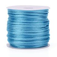 Nylon Cord, Satin Rattail Cord, for Beading Jewelry Making, Chinese Knotting, Deep Sky Blue, 1.5mm, about 16.4 yards(15m)/roll(NWIR-L006-1.5mm-11)