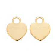 201 Stainless Steel Pendants, Heart, Real 24k Gold Plated, 19.5x16x0.8mm, Hole: 4.3x4.3mm(STAS-K217-51B-G)