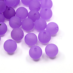 Round Transparent Acrylic Beads, Frosted, Medium Orchid, 10mm, Hole: 2mm, about 880pcs/500g(PL705-5)