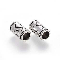 Alloy European Beads, Large Hole Beads, Column, Antique Silver, 10x5.5mm, Hole: 4mm(PALLOY-E532-14AS)