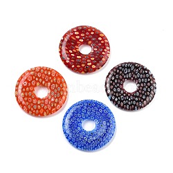 Handmade Millefiori Glass Beads, Donut/Pi Disc, Mixed Color, 40x5.5mm, Hole: 10~10.5mm(LAMP-A149-01)