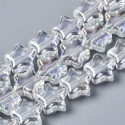 Electroplate Glass Beads Strands, AB color, Star, Clear AB, 8.5x9x4mm, Hole: 0.7mm, about 80pcs/strand, 25.20 inch(64cm)(X-EGLA-N008-008-A01)