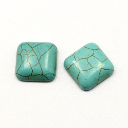 Craft Findings Dyed Synthetic Turquoise Gemstone Flat Back Cabochons, Square, Dark Cyan, 20x20x7mm(TURQ-S263-20x20mm-01)
