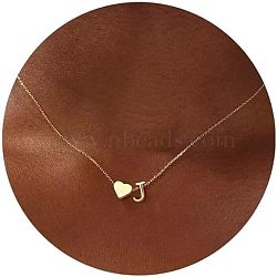 Simple Style Adjustable 316L Surgical Stainless Steel Heart and Initial Pendant Necklaces for Women, Real 14K Gold Plated, Letter J, 16.93 inch(43cm)(WG95AEF-10)