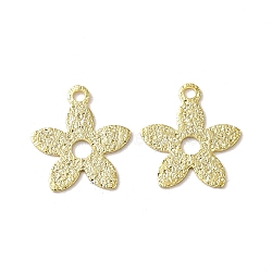 Brass Charms, 5-Petal Flower Charms, Real 24K Gold Plated, 11x10x0.6mm, Hole: 1mm(KK-P259-31G)
