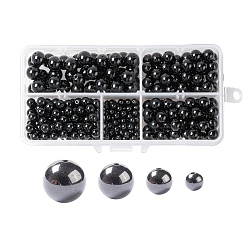 340Pcs 4 Sizes Natural Black Tourmaline Beads, Round, 4mm/6mm/8mm/10mm, Hole: 0.8~1mm(G-LS0001-25)