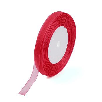 Sheer Organza Ribbon, Wide Ribbon for Wedding Decorative, Red, 3/4 inch(20mm), 25yards(22.86m)
