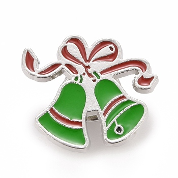 Christmas Bell Enamel Pin, Alloy Badge for Backpack Clothes, Platinum, Colorful, 22x26x2mm