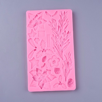 Food Grade Silicone Vein Molds, Fondant Molds, for DIY Cake Decoration, Chocolate, Candy, UV Resin & Epoxy Resin Jewelry Making, Flower and Leaf, Pearl Pink, 202x115x17mm