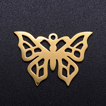 201 Stainless Steel Hollow Pendants, Butterfly, Golden, 17.5x24.5x1mm, Hole: 1.4mm