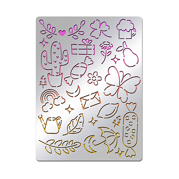 Custom Stainless Steel Cutting Dies Stencils, for DIY Scrapbooking/Photo Album, Decorative Embossing, Matte Stainless Steel Color, Cactus Pattern, 19x14cm
