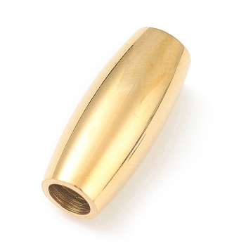 304 Stainless Steel Magnetic Clasps, Barrel, Real 18k Gold Plated, 18x7.5mm, Hole: 3mm