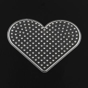 Heart ABC Plastic Pegboards used for 5x5mm DIY Fuse Beads, Clear, 80x93x5mm
