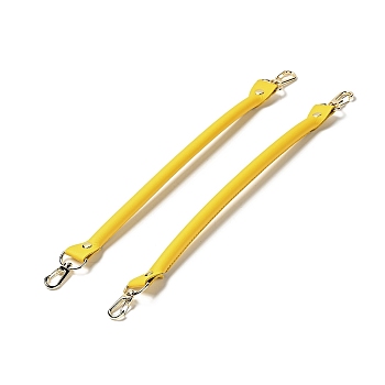Microfiber Leather Sew on Bag Handles, with Alloy Swivel Clasps & Iron Studs, Bag Strap Replacement Accessories, Yellow, 36.1x2.55x1.25cm