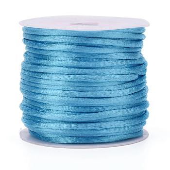 Nylon Cord, Satin Rattail Cord, for Beading Jewelry Making, Chinese Knotting, Deep Sky Blue, 1.5mm, about 16.4 yards(15m)/roll