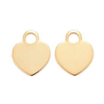 201 Stainless Steel Pendants, Heart, Real 24k Gold Plated, 19.5x16x0.8mm, Hole: 4.3x4.3mm