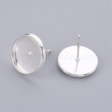 Silver Flat Round 304 Stainless Steel Earring Settings
