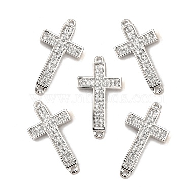 Platinum Clear Cross Brass+Cubic Zirconia Links