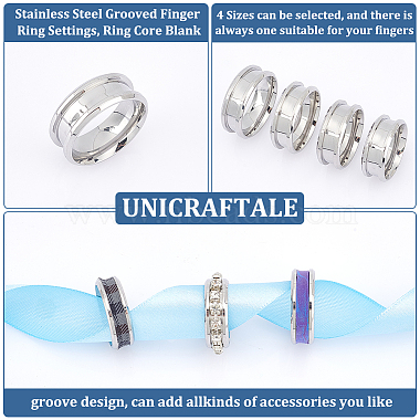 unicraftale 16шт. 4 размер 201 кольцо на палец из нержавеющей стали с рифлением(STAS-UN0044-29)-5