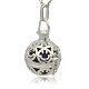 Silver Color Plated Brass Hollow Round Cage Pendants(KK-J216-11S)-2