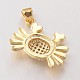 Crab Brass Micro Pave Cubic Zirconia Charms(ZIRC-L035-65-FF)-3