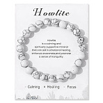 Synthetic Howlite Beaded Stretch Bracelets, Round, 7-1/2x1/4 inch(19x0.8cm)(PW-WG7FE75-22-1)