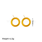 Ring 304 Stainless Steel Stud Earrings, Golden, 15mm(FS-WGB56F0-05)