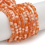 Crackle Glass Beads Strands, Rondelle, Orange Red, 4.5mm, Hole: 0.7mm, about 208~217pcs/strand, 299.21''(760cm)(GLAA-U001-4mm-10)