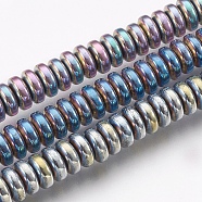 Electroplate Non-magnetic Synthetic Hematite Beads Strands, Long-Lasting Plated, Rondelle, Mixed Color, 6~6.5x2.5~2.8mm, Hole: 1.5mm, about 151pcs/strand, 15.55 inch(39.5cm)(G-I200-04)