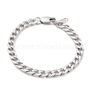 Women' s Fashionable 304 Stainless Steel Cuban Link Chain Bracelets, with Lobster Claw Clasps, Stainless Steel Color, 7-1/2 inch(19cm)(BJEW-JB05657-01)