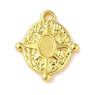 304 Stainless Steel Pendant Cabochon Settings, Oval with Sun, Real 18K Gold Plated, Tray: 5.5x3.5mm, 20.5x18x2.5mm, Hole: 1.7mm(STAS-A097-07G)