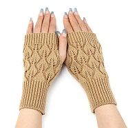 Warm Knitted Acrylic Fiber Half Sleeve Gloves, Women's Autumn and Winter Exposed Finger Sleeve, Goldenrod, 200x75mm(PW-WGFF8D0-08)