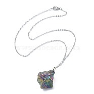 Natural Quartz Crystal Nugget Pendant Necklace with 304 Stainless Steel Chains, 17.52 inch(44.5cm)(NJEW-JN04385-02)