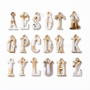Acrylic Pendants, Imitation Gemstone Style, Alphabet, BurlyWood, 25~26x11.5~15x3mm, Hole: 2.5mm, about 1020pcs/500g(OACR-C011-16)