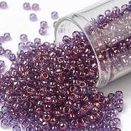 TOHO Round Seed Beads, Japanese Seed Beads, (202) Gold Luster Lilac, 8/0, 3mm, Hole: 1mm, about 10000pcs/pound(SEED-TR08-0202)