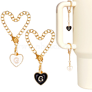 SUNNYCLUE 2 Sets Alloy Enamel Cup Pendant Decorations, with Iron Link Chain and Lobster Clasp, Light Gold, Heart, Letter G, 76mm, 2pcs/set(HJEW-SC0001-56G)