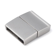 Tarnish Resistant 304 Stainless Steel Magnetic Clasps with Glue-in Ends, Rectangle, Stainless Steel Color, 23.5x17.5x5mm, Hole: 2.8x15mm(STAS-G163-60P-01)