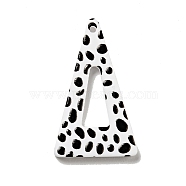 Printed Acrylic Pendants, Triangle with Spot Pattern, Black, 33x19.5x2mm, Hole: 1.5mm(SACR-G018-14)