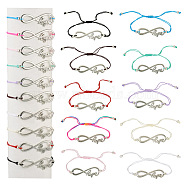 10Pcs 10 Color Alloy Infinity with Hope Link Bracelets Set for Men Women, Platinum, Inner Diameter: 3-1/2 inch(9cm), 1Pc/color(BJEW-TAC0008-02)