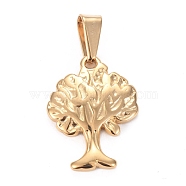 304 Stainless Steel Pendants, Tree of Life, Golden, 21.5x16.5x2.5mm, Hole: 8x3.5mm(STAS-H110-17G)