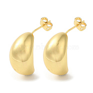 Rack Plating Brass Stud Earrings, Long-Lasting Plated, Lead Free & Cadmium Free, Teardrop, Golden, 19.5x11mm(EJEW-U012-07G)