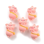 PVC Pendants, for DIY Keychain Making, Pig with Bag, Pink, 44x28x21mm, Hole: 2.5mm(FIND-B002-03)