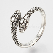 Adjustable Alloy Finger Rings, Snake, Antique Silver, Size 7, 17mm(RJEW-N027-11)