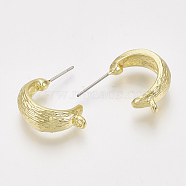 Alloy Stud Earring Findings, Half Hoop Earrings, with Loop, Light Gold, 19x8mm, Hole: 1.5mm, Pin: 0.8mm.(X-PALLOY-S125-034)